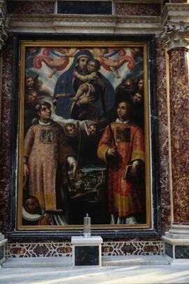 dipinto Madonna con bambino trai santi Stefano e Lorenzo